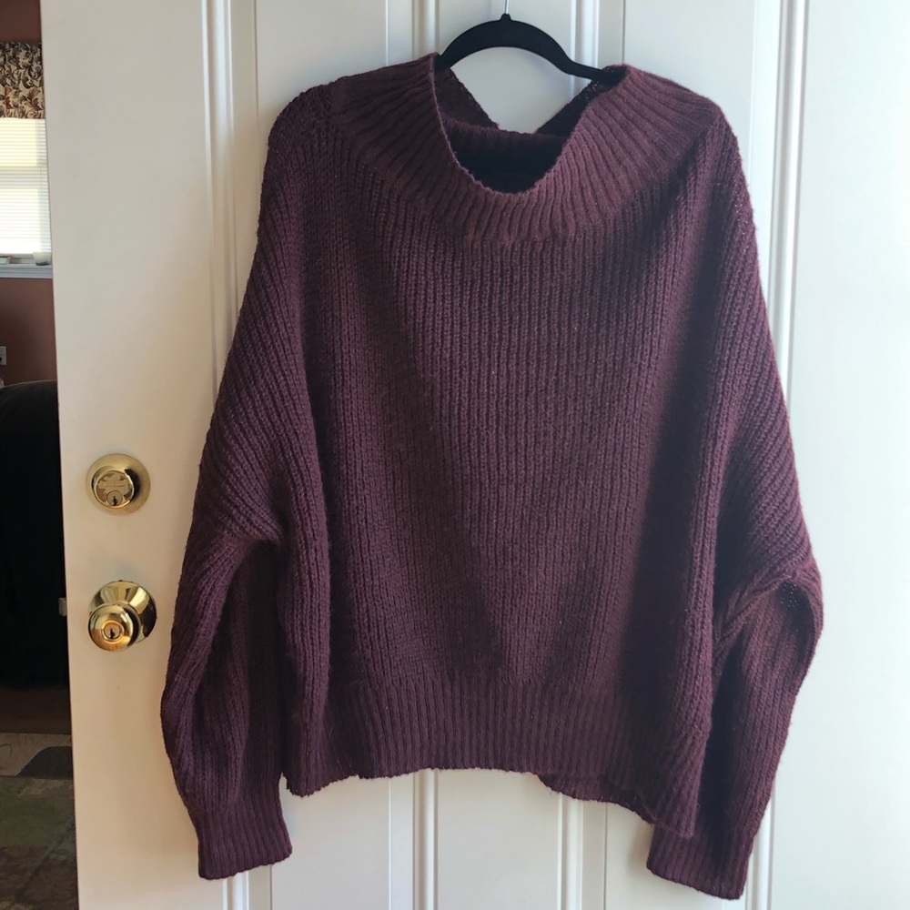 NWOT “Oversized” maroon knit sweater